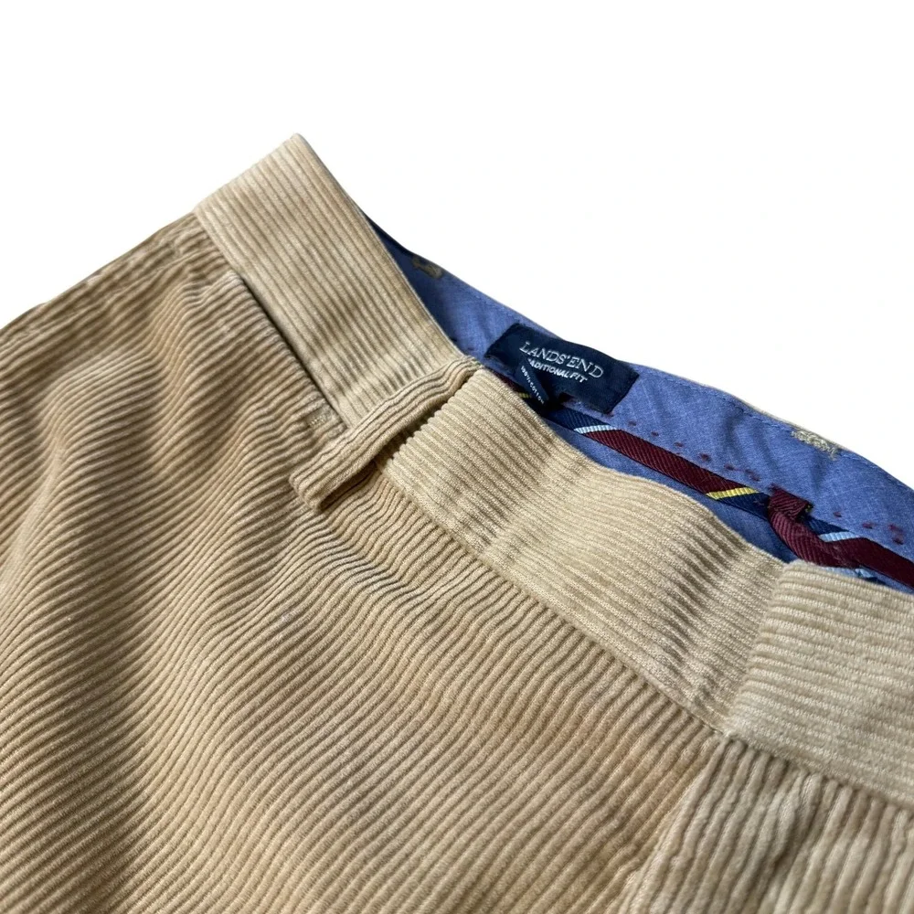 Lands' End Preppy Corduroy Pants Mens Size 35 Traditional Fit Academic Minimal